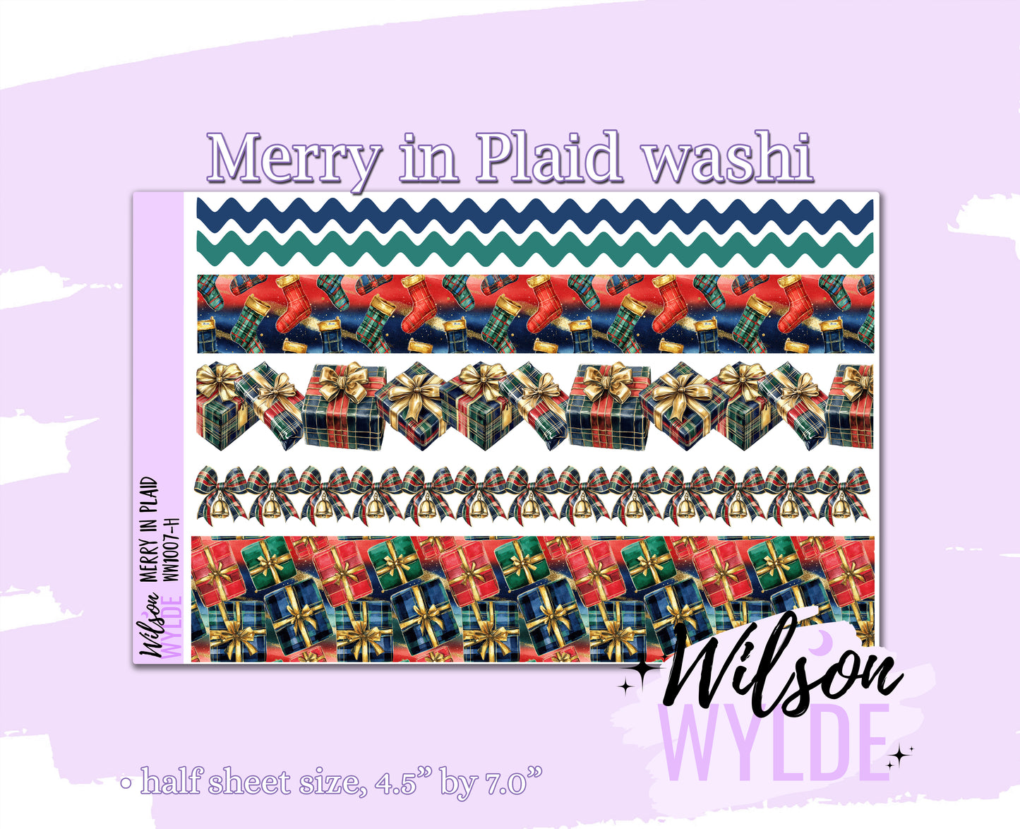 Merry in Plaid washi planner deco stickers, WW1007