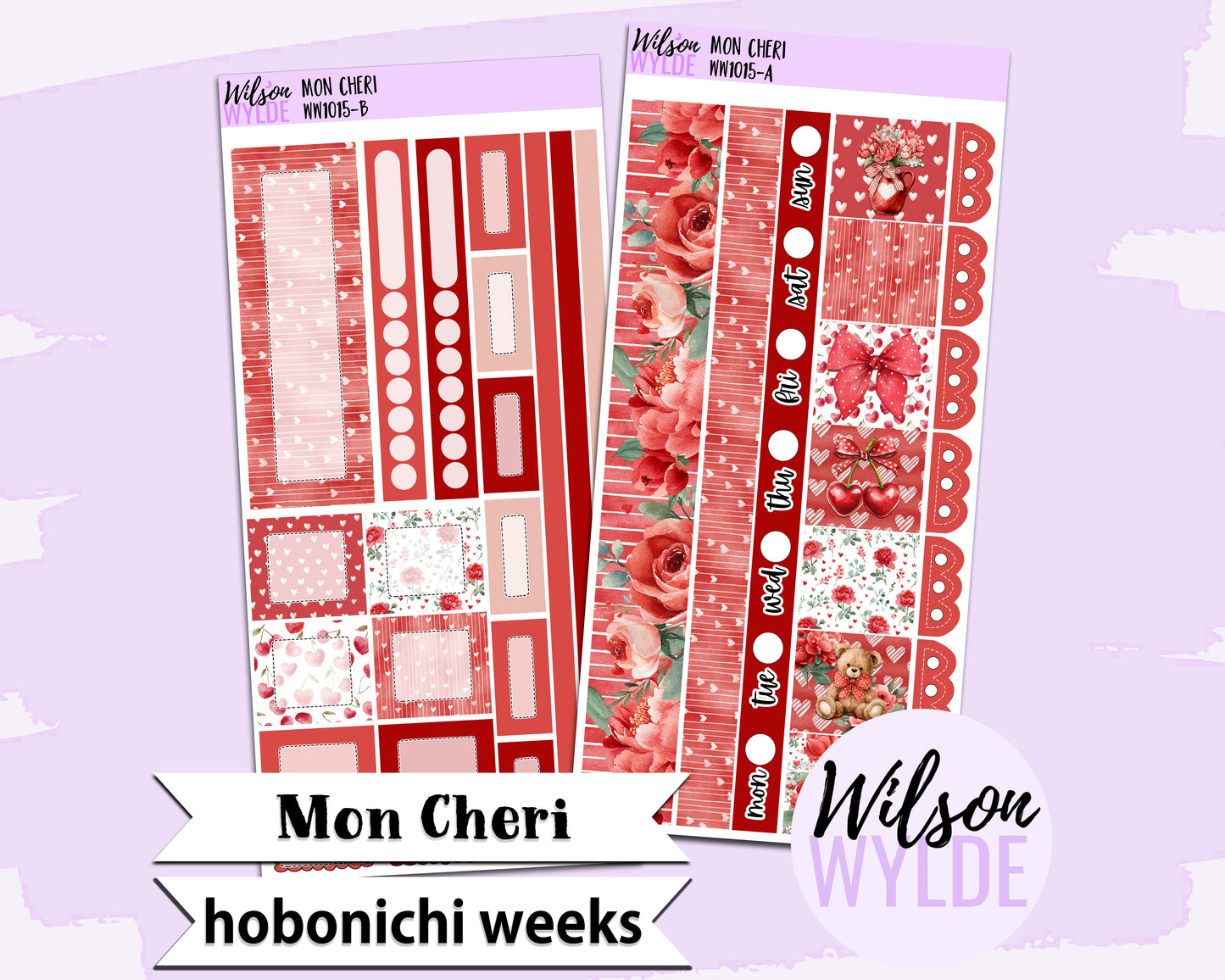 Mon Cheri weekly sticker kit, HOBONICHI WEEKS format, a la carte and bundle options. WW1015
