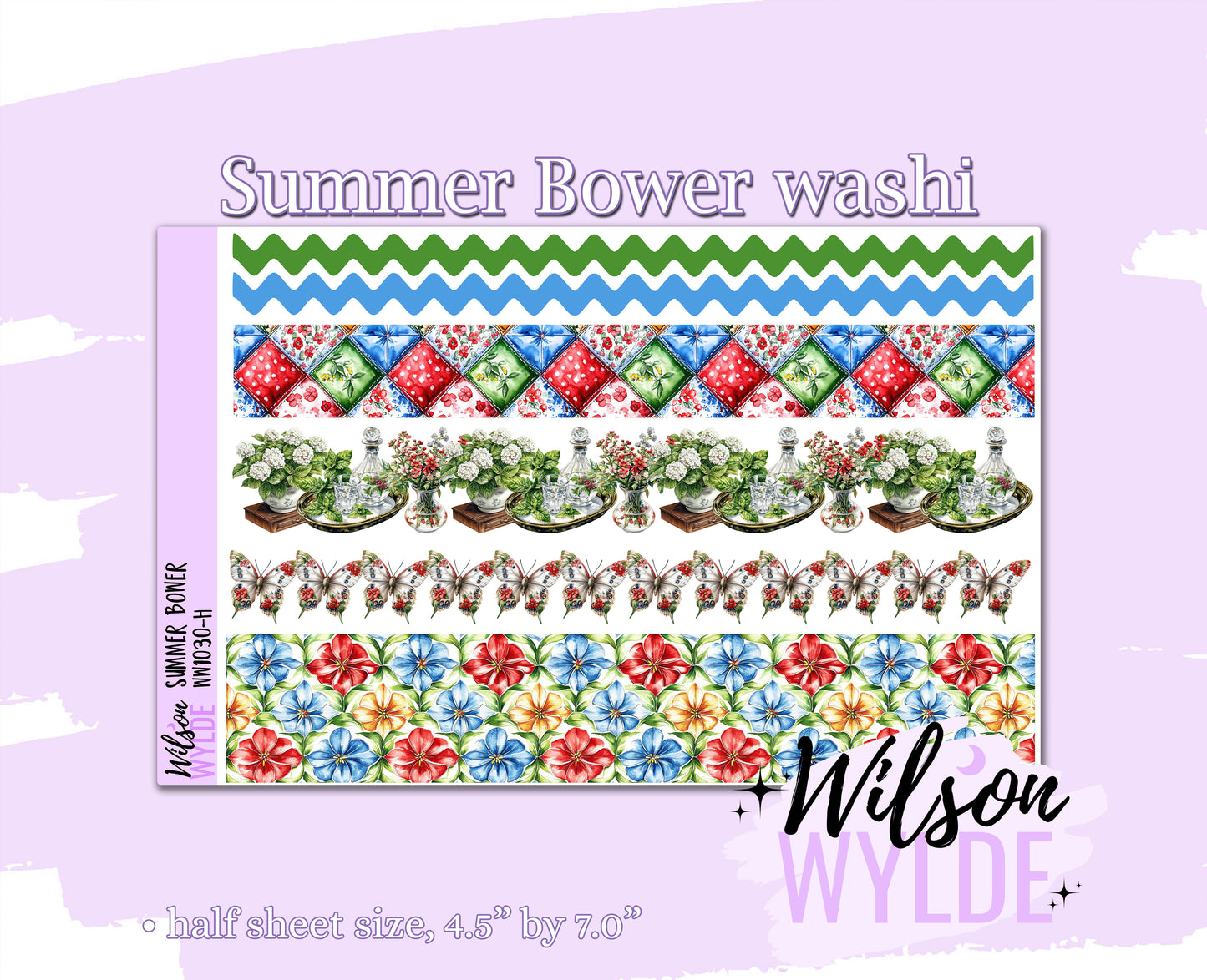 Summer Bower washi planner deco stickers, WW1030