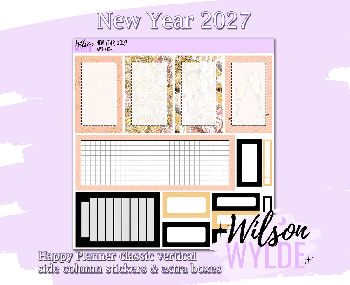 New Year 2027 weekly sticker kit, CLASSIC HAPPY PLANNER format, a la carte and bundle options. WW1040
