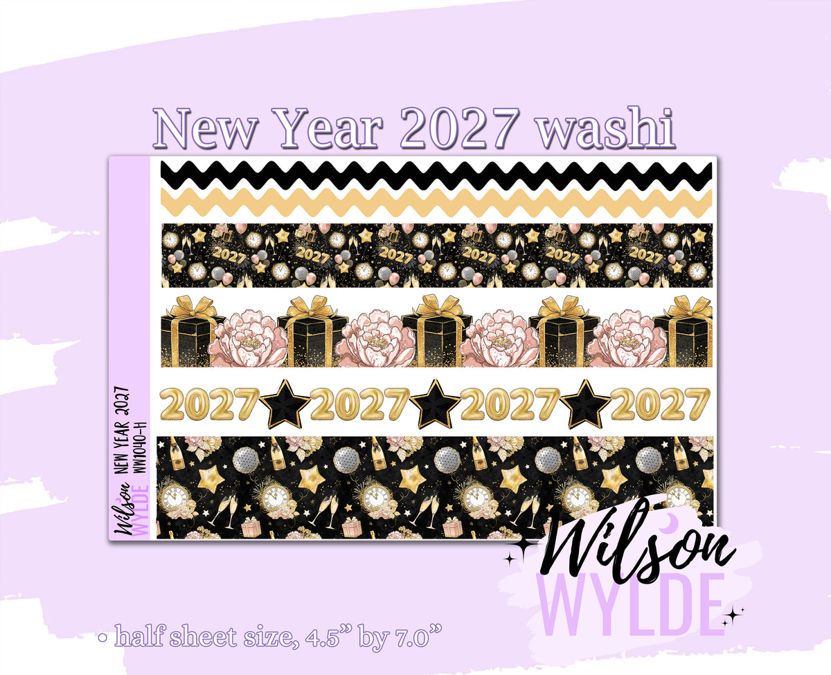New Year 2027 washi planner deco stickers, WW1040