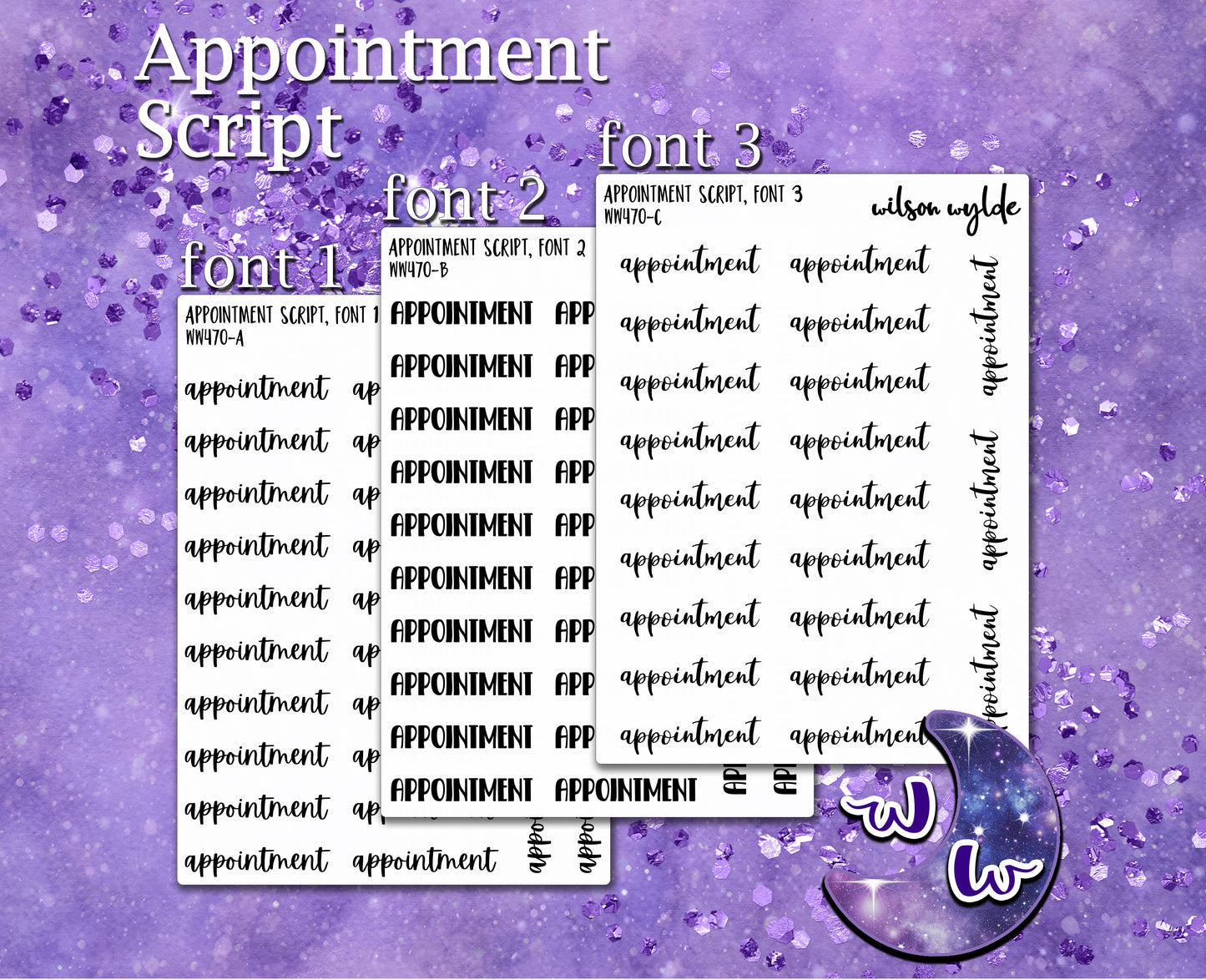 Appointment script planner stickers, Foiling available WW470