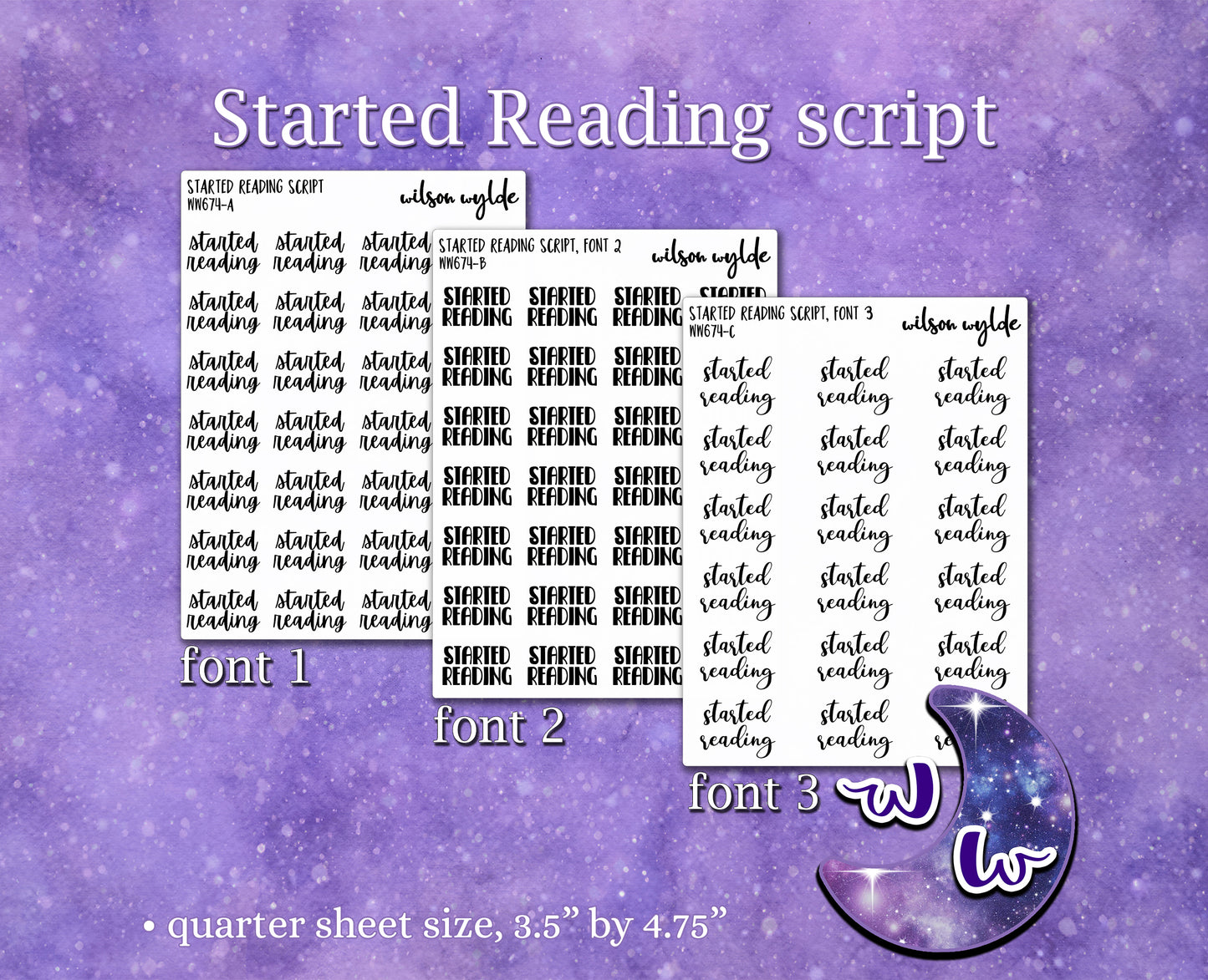 Started Reading script planner stickers, Foiling available WW674