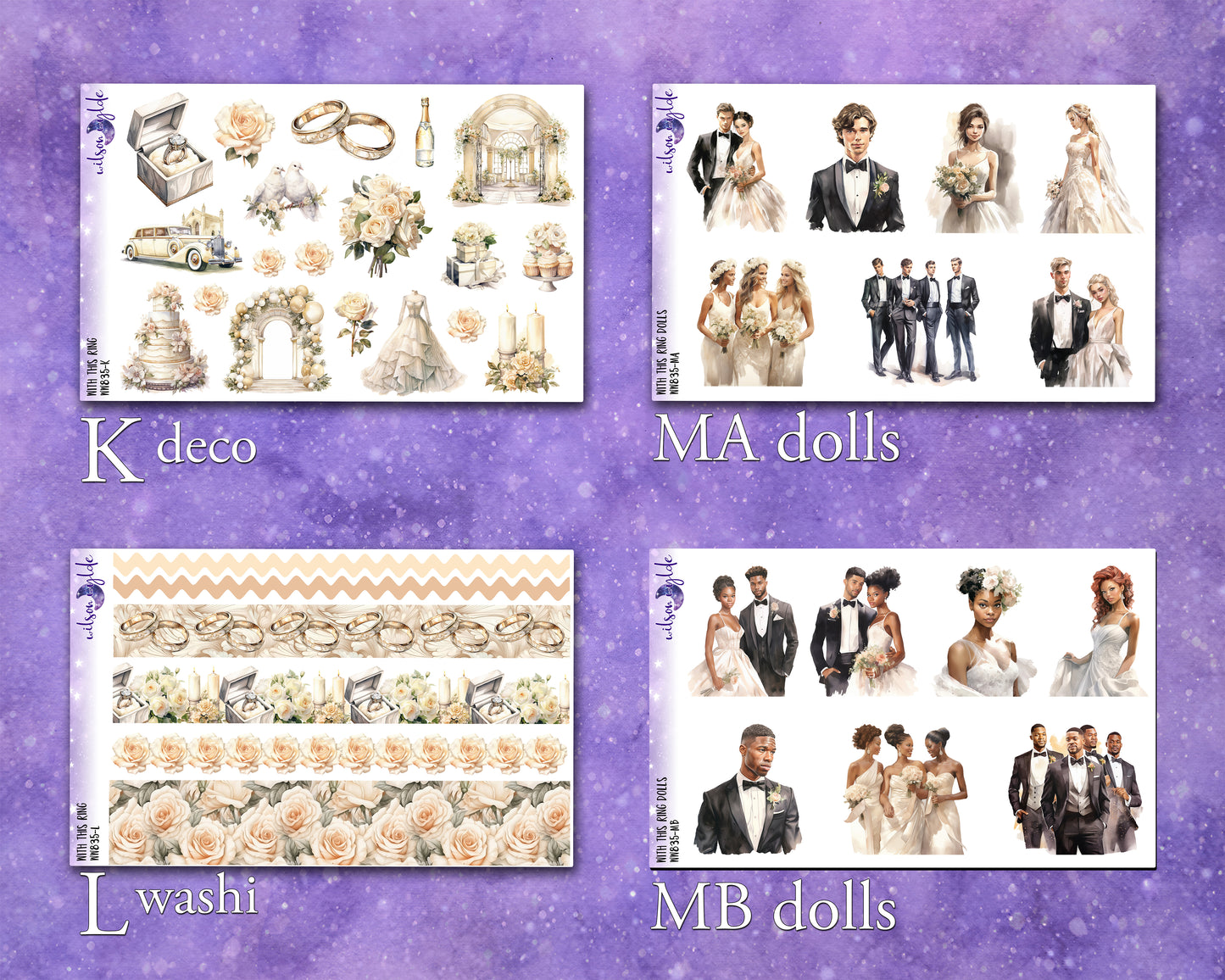 With This Ring weekly sticker kit, STANDARD VERTICAL format, a la carte and bundle options. I thee wed, wedding day, I do, anniversary WW821