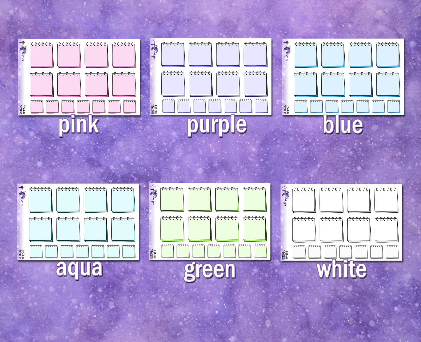 Notepads functional deco planner stickers, WW935