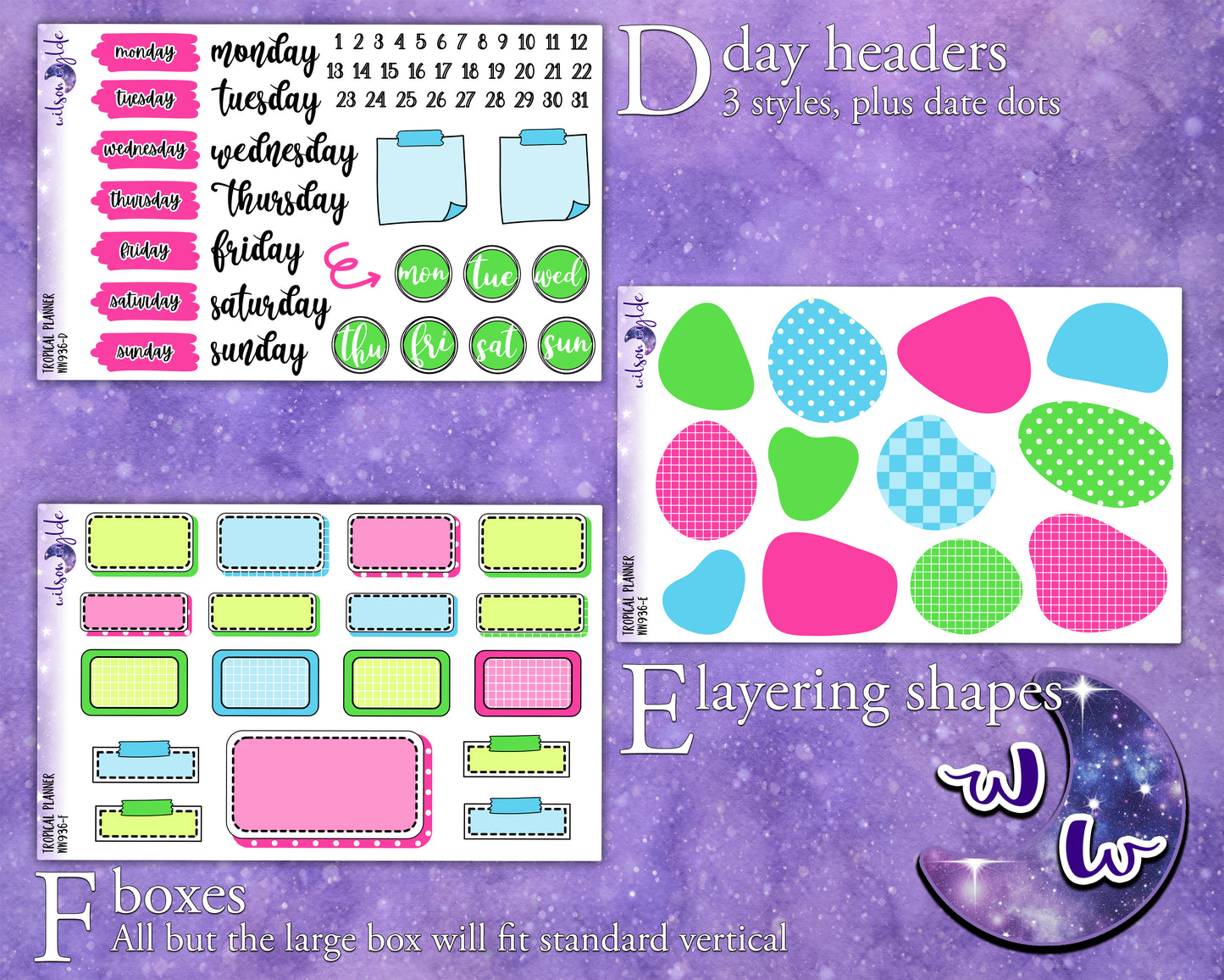 Tropical Planner journaling sticker kit, a la carte and bundle options. WW936