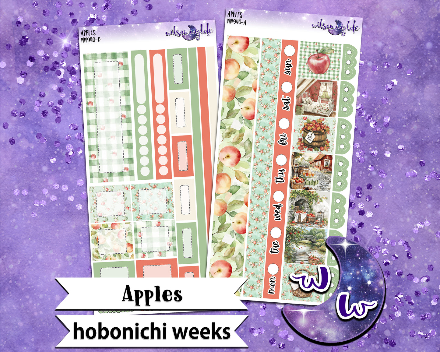 Apples weekly sticker kit, HOBONICHI WEEKS format, a la carte and bundle options. WW940