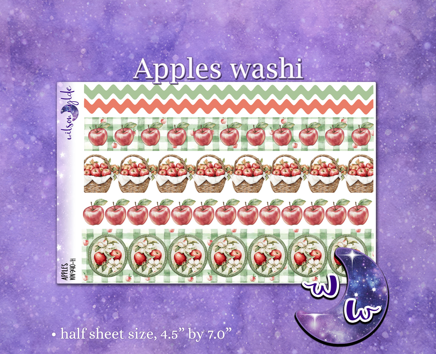 Apples washi planner deco stickers, WW940