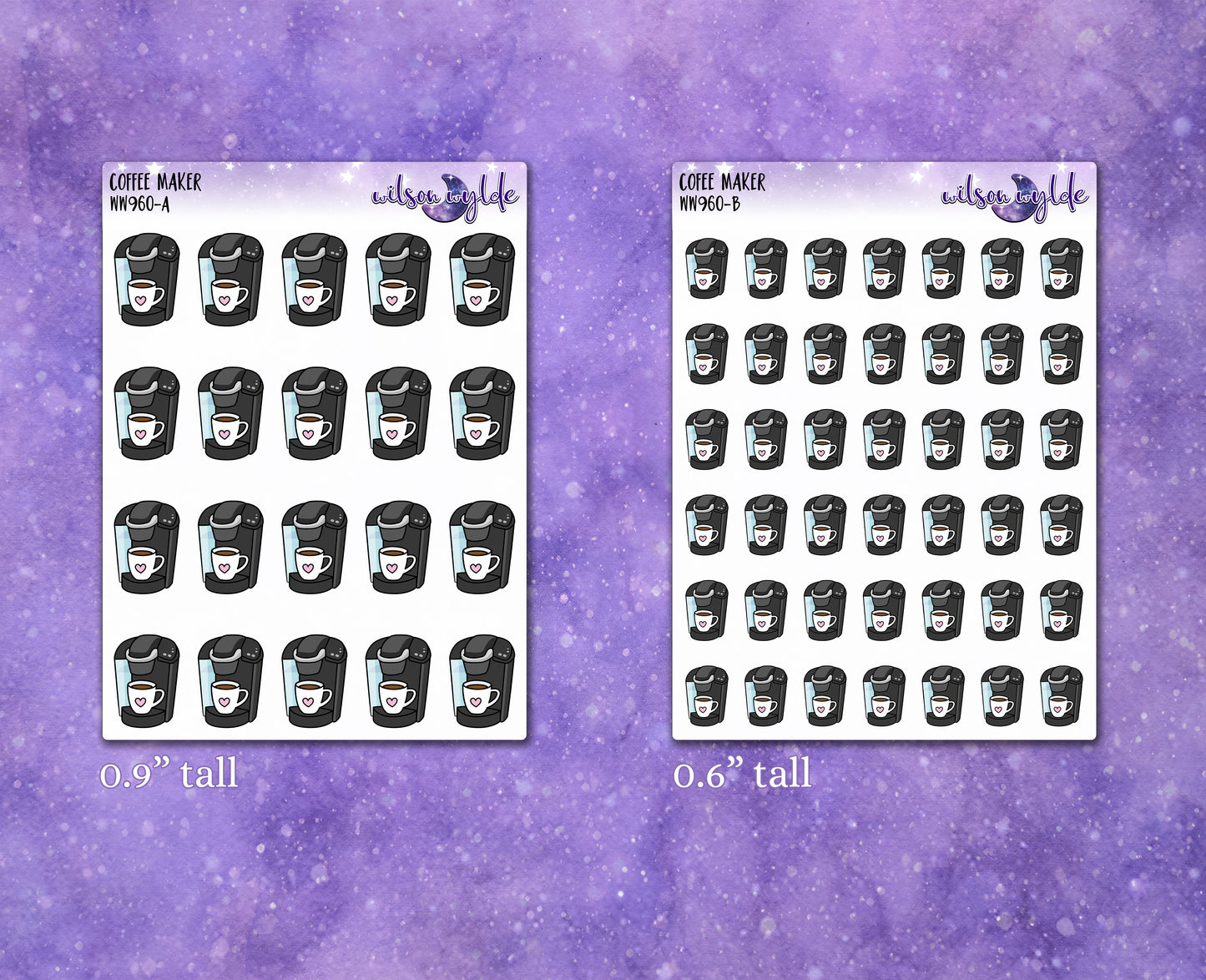 Coffee Maker deco planner stickers, WW960