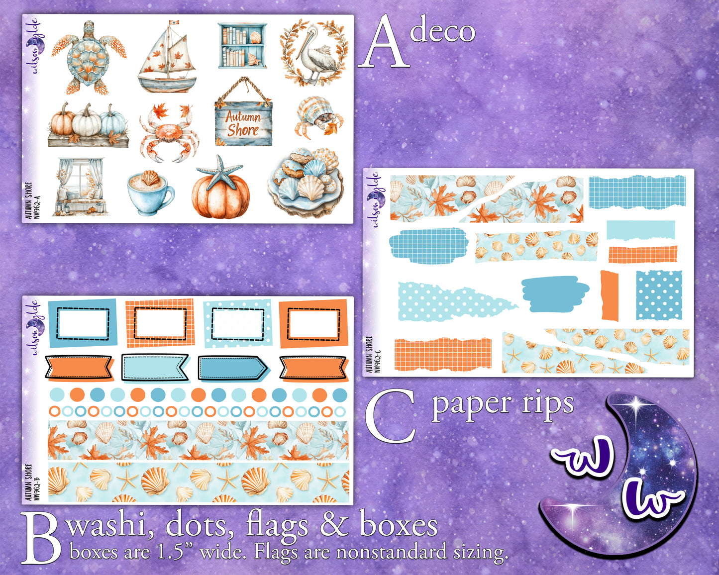 Autumn Shore journaling sticker kit, a la carte and bundle options. WW962