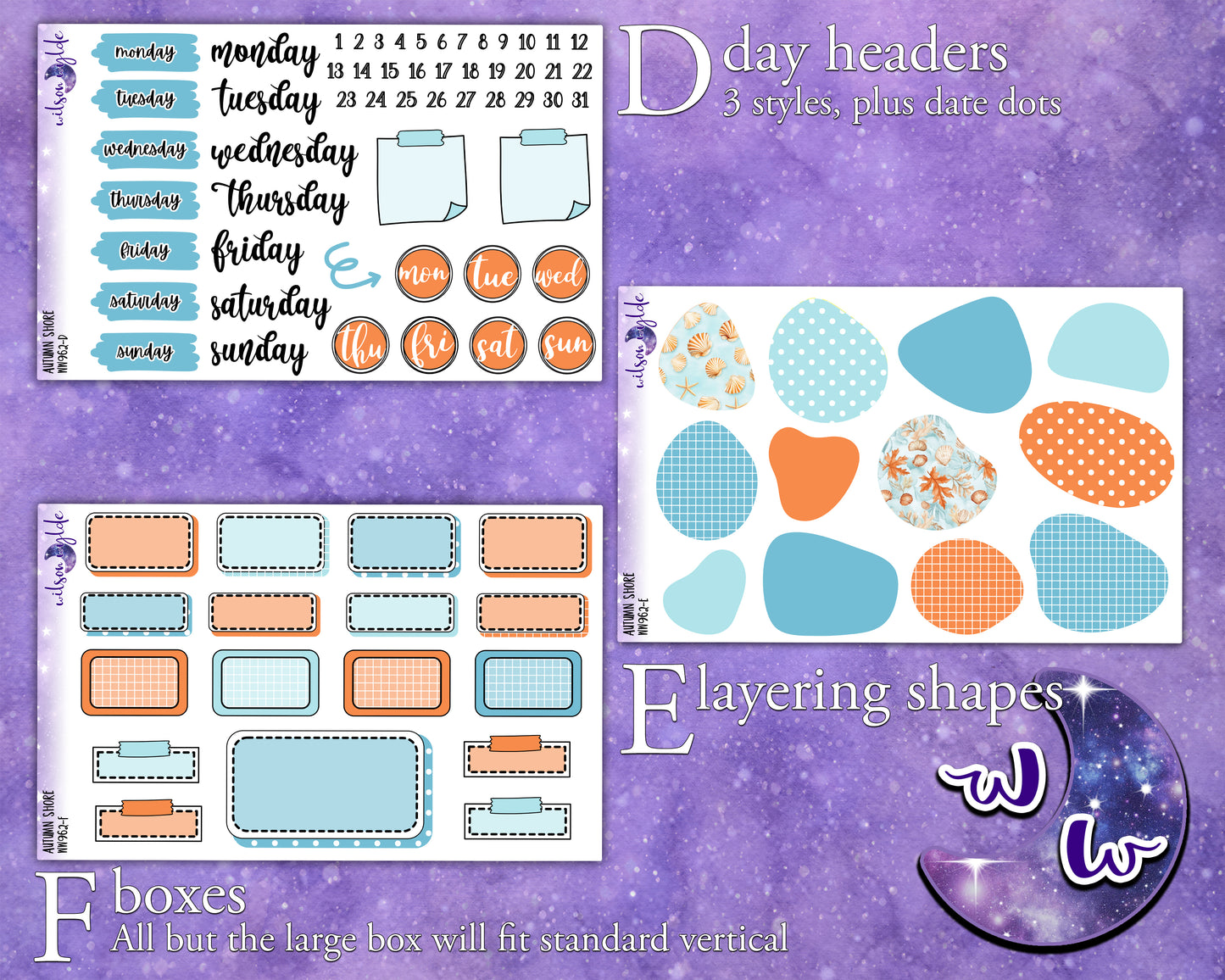 Autumn Shore journaling sticker kit, a la carte and bundle options. WW962