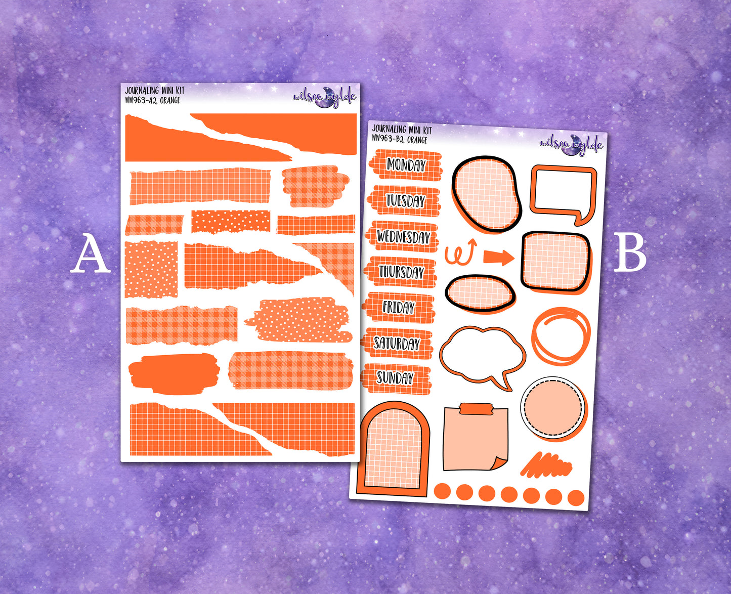 Journaling mini kits planner stickers, 7 colors Rainbow palette WW963