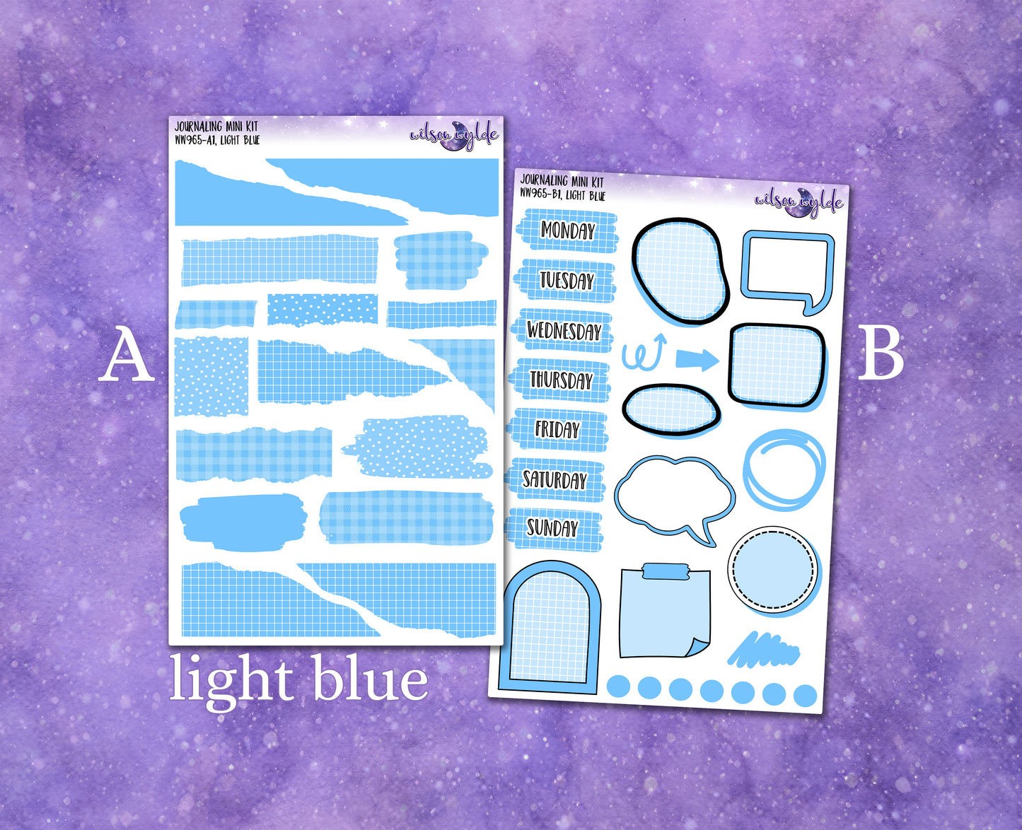 Journaling mini kits planner stickers, 5 colors Frozen palette WW965