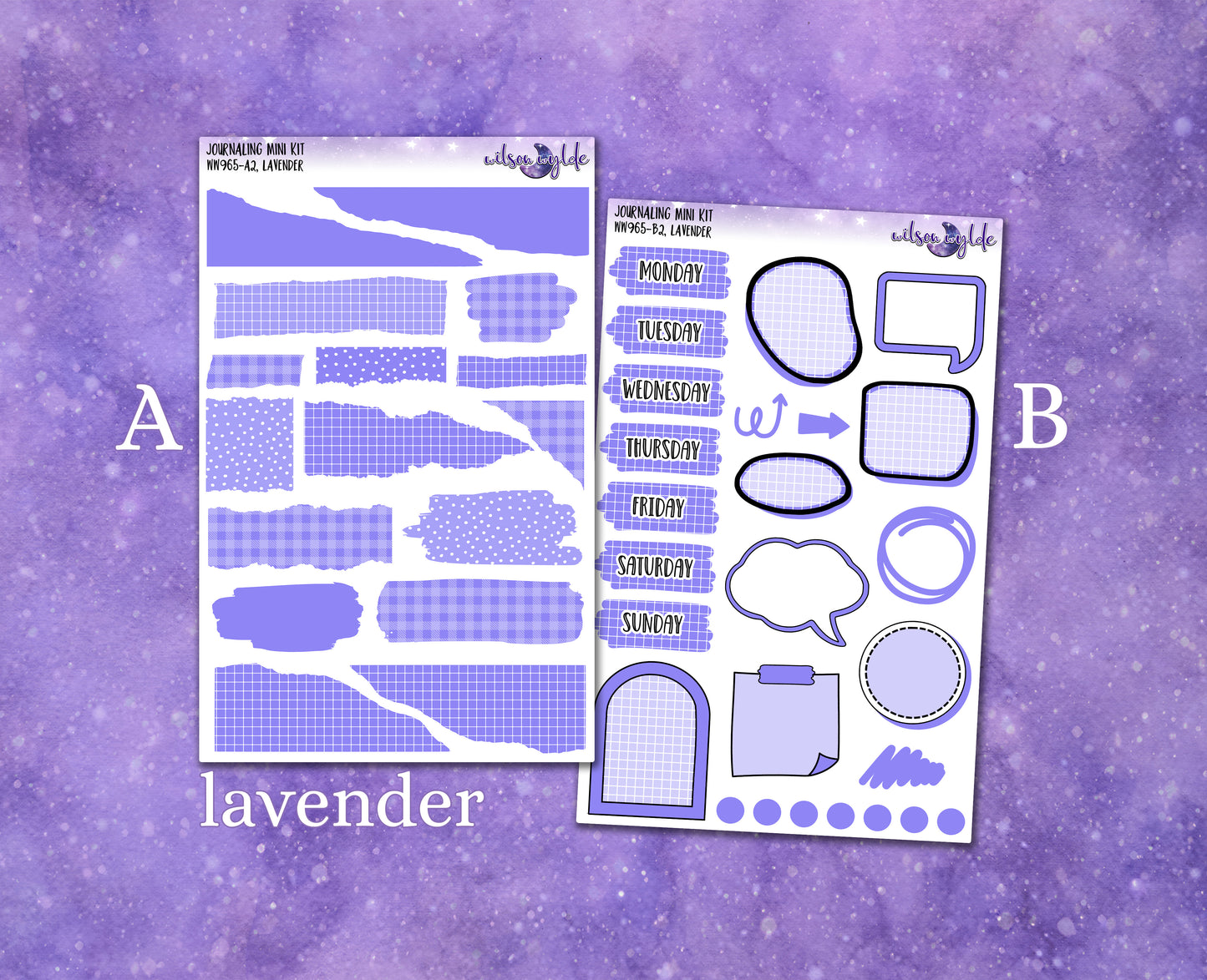 Journaling mini kits planner stickers, 5 colors Frozen palette WW965
