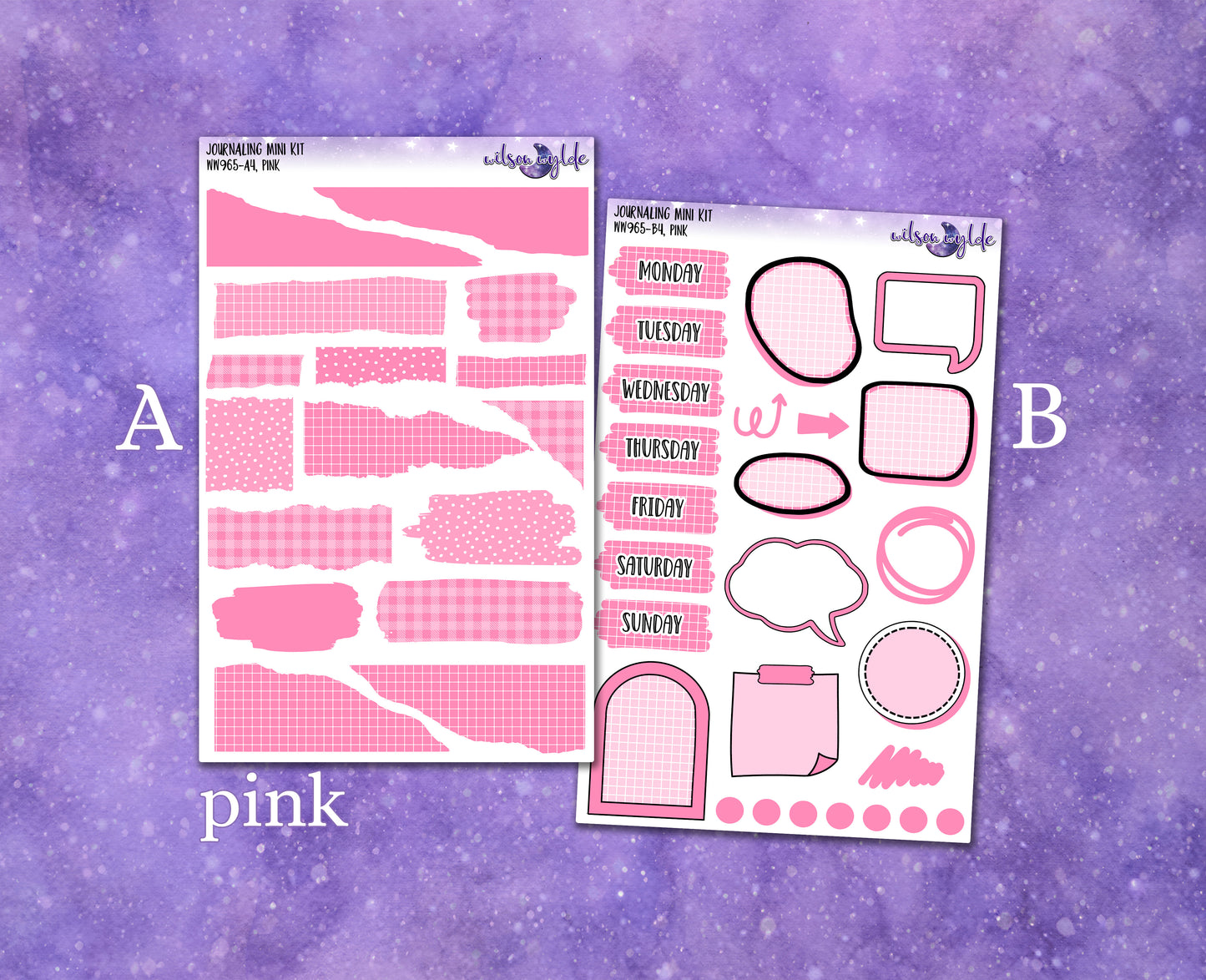 Journaling mini kits planner stickers, 5 colors Frozen palette WW965