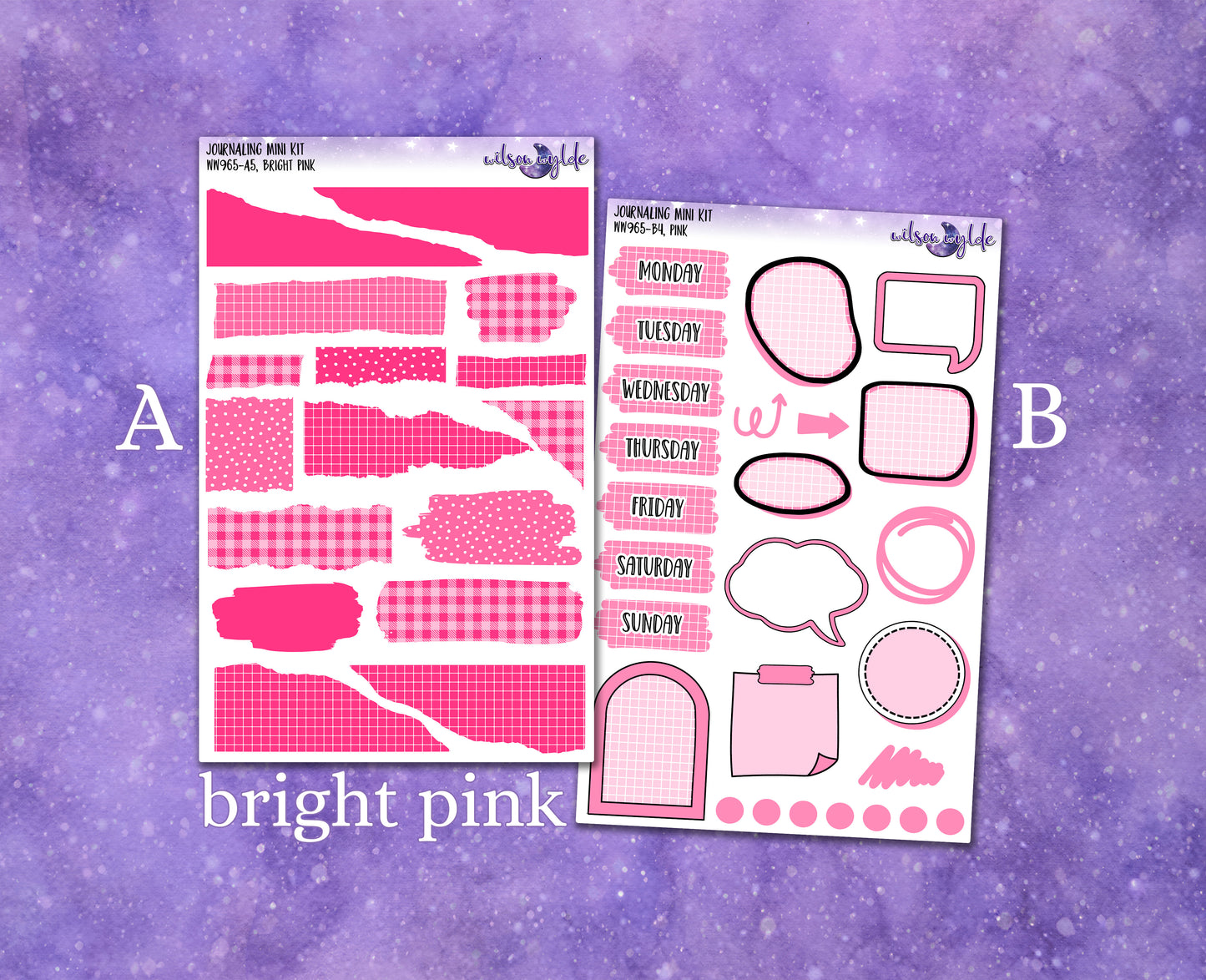 Journaling mini kits planner stickers, 5 colors Frozen palette WW965
