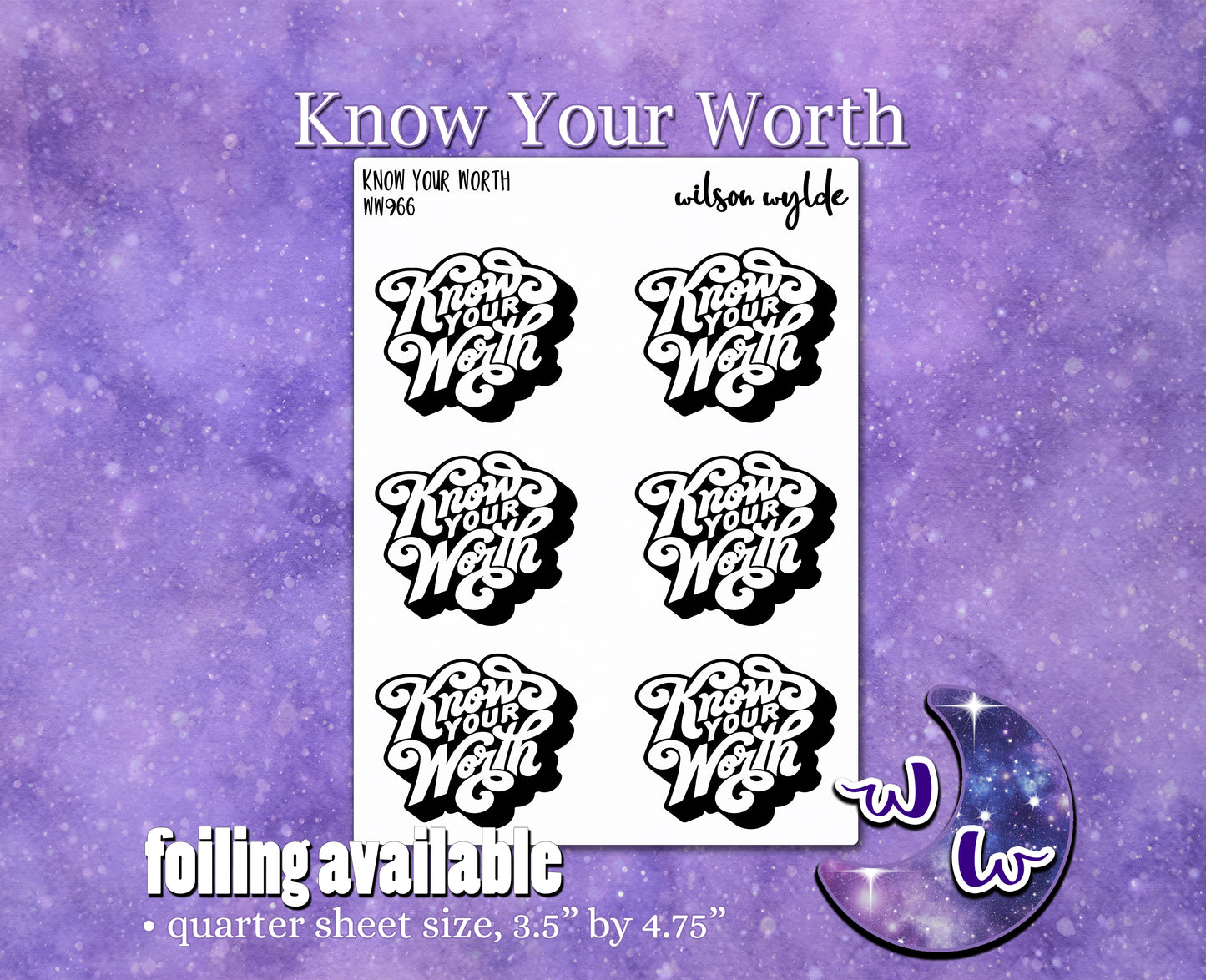 Know Your Worth script planner stickers, WW966