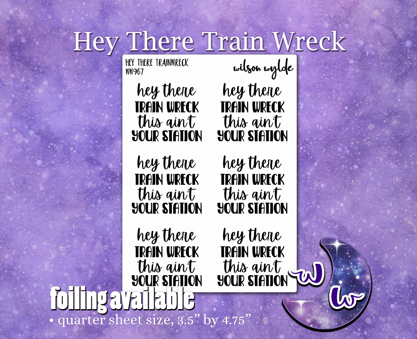 Hey There Train Wreck, This Ain't Your Station script planner stickers, WW967