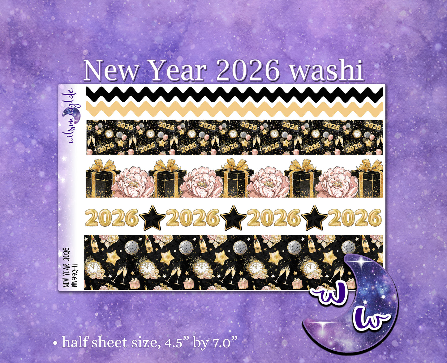 New Year 2026 washi planner deco stickers, WW992