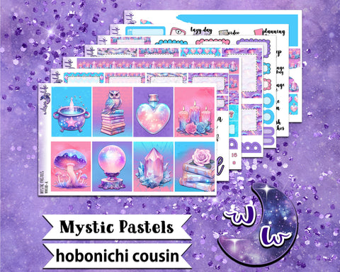 Mystic Pastels full weekly sticker kit, HOBONICHI COUSIN format, a la carte and bundle options. WW618