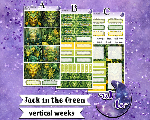 Jack in the Green weekly sticker kit, VERTICAL WEEKS format, Print Pression weeks, a la carte and bundle options. WW618