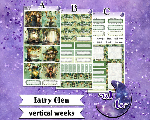 Fairy Glen weekly sticker kit, VERTICAL WEEKS format, Print Pression weeks, a la carte and bundle options. WW620