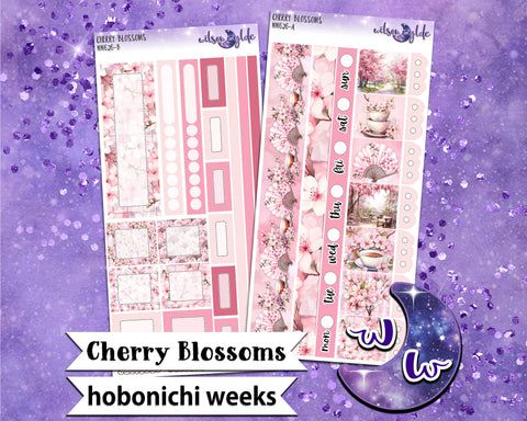 Cherry Blossoms weekly sticker kit, HOBONICHI WEEKS format, a la carte and bundle options. WW626