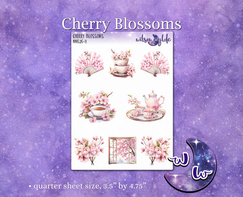 Cherry Blossoms deco planner stickers, WW626