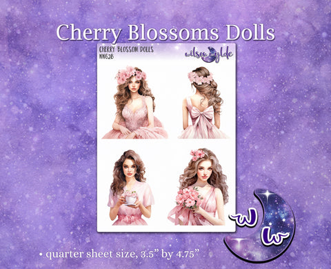 Cherry Blossoms Dolls deco planner stickers, WW628