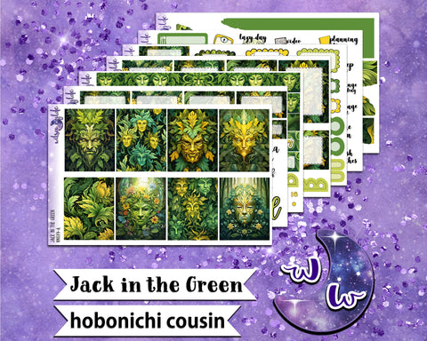 Jack in the Green full weekly sticker kit, HOBONICHI COUSIN format, a la carte and bundle options. WW619