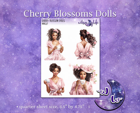 Cherry Blossoms Dolls deco planner stickers, WW627