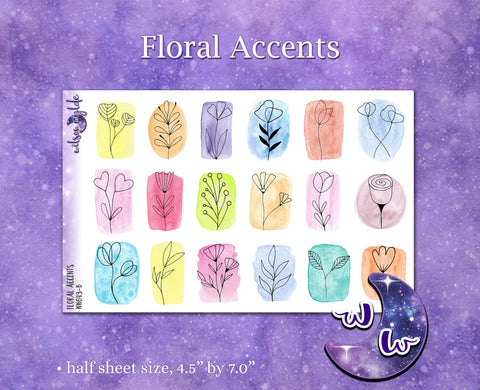 Floral accents, botanical planner stickers, WW643