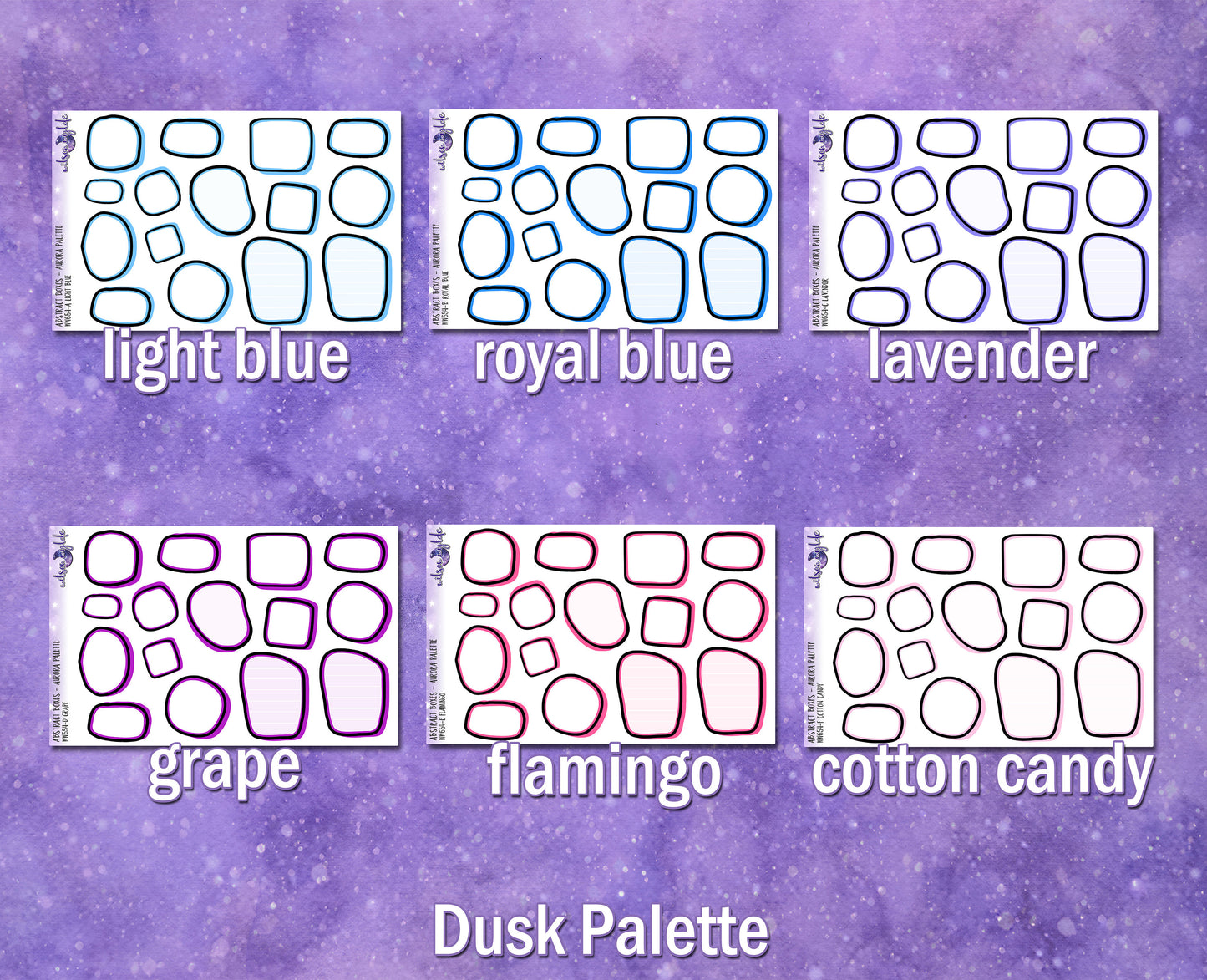 Abstract Boxes, Aurora palette, functional deco planner stickers, WW654