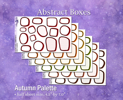 Abstract Boxes, Autumn palette, functional deco planner stickers, WW656
