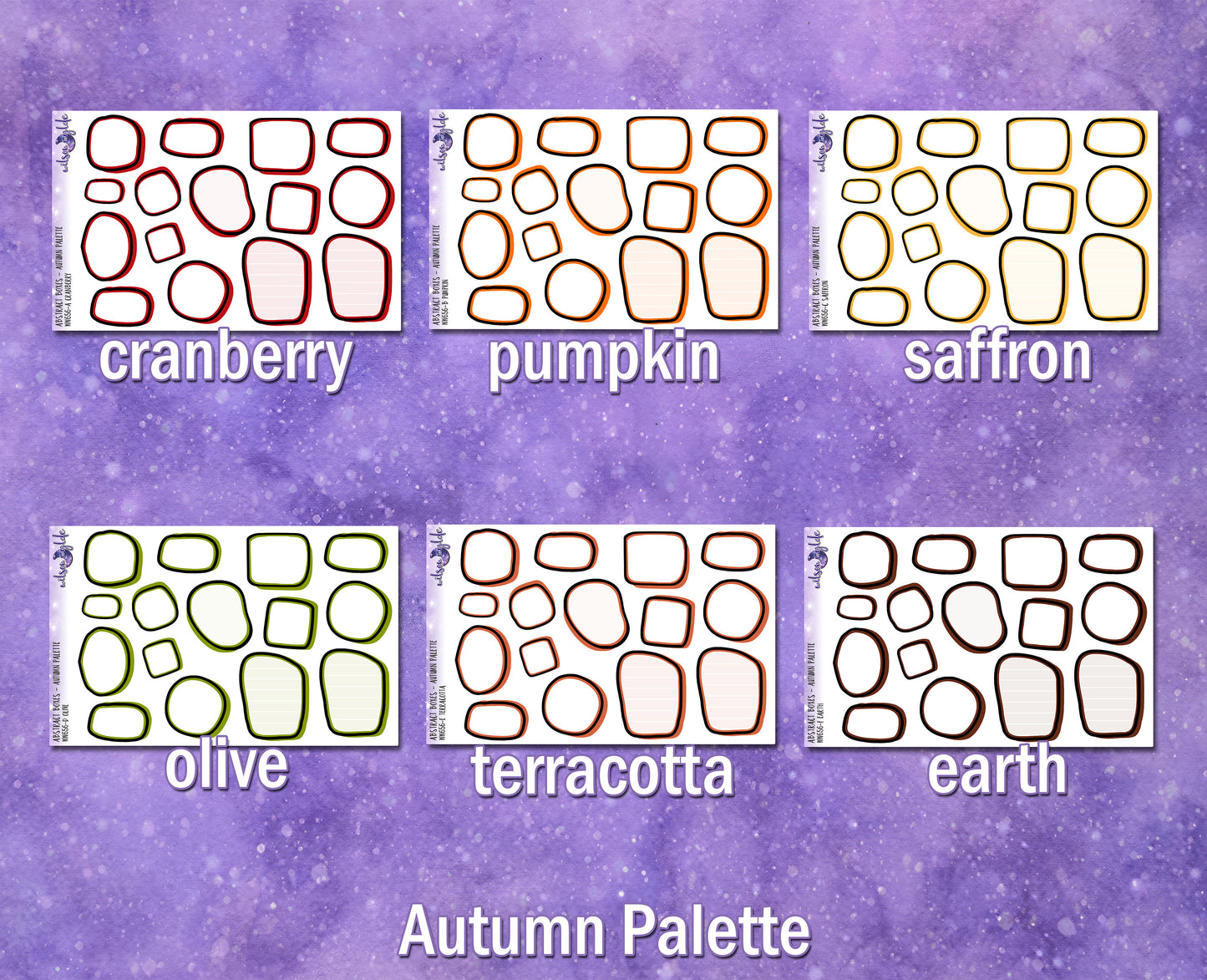 Abstract Boxes, Autumn palette, functional deco planner stickers, WW656