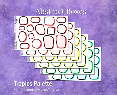 Abstract Boxes, Tropics palette, functional deco planner stickers, WW653