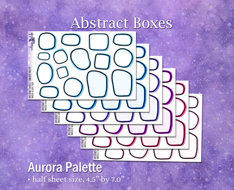 Abstract Boxes, Aurora palette, functional deco planner stickers, WW654