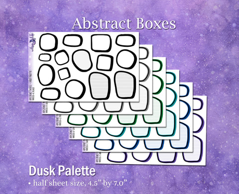 Abstract Boxes, Dusk palette, functional deco planner stickers, WW655