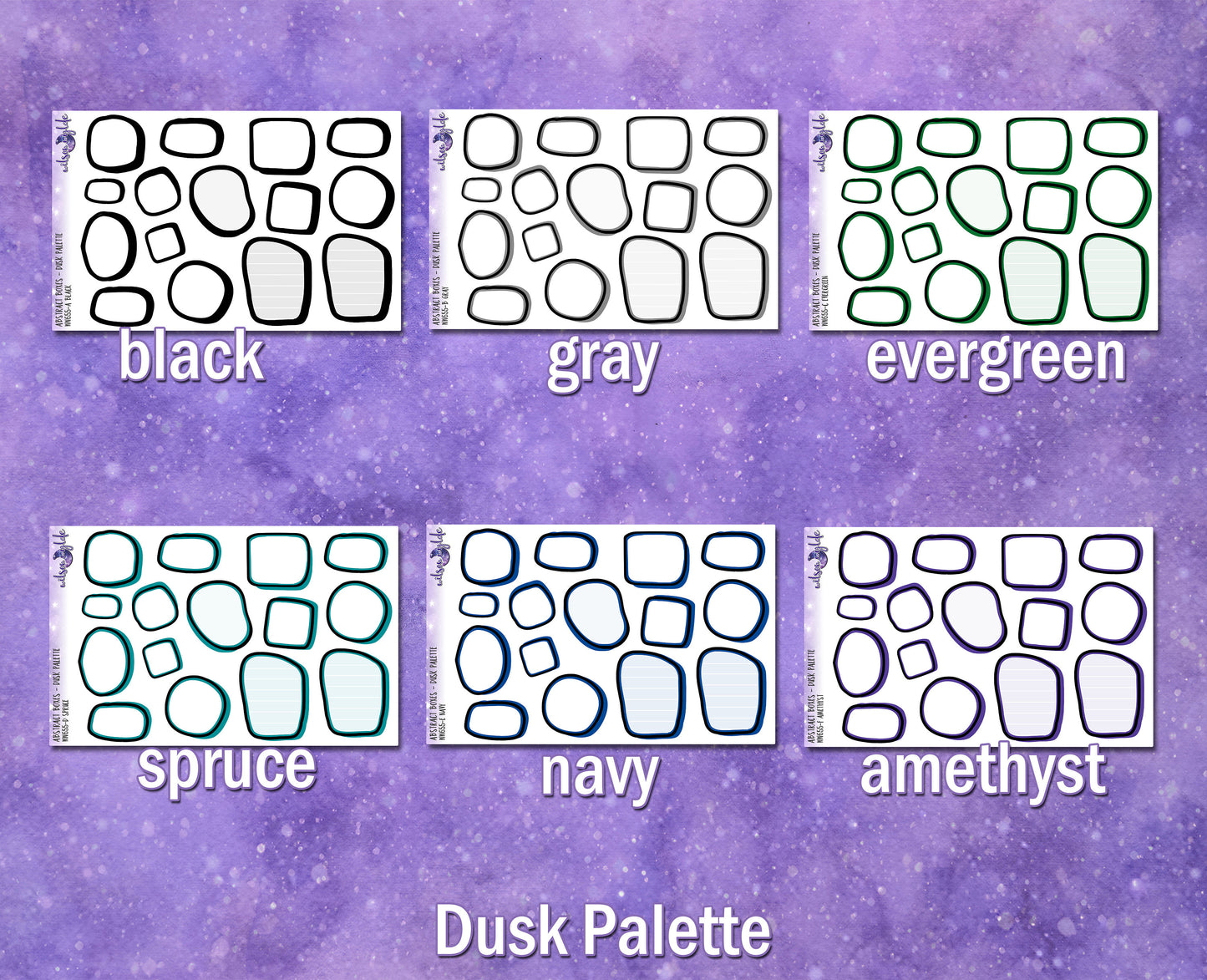 Abstract Boxes, Dusk palette, functional deco planner stickers, WW655