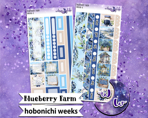 Blueberry Farm weekly sticker kit, HOBONICHI WEEKS format, a la carte and bundle options. WW648