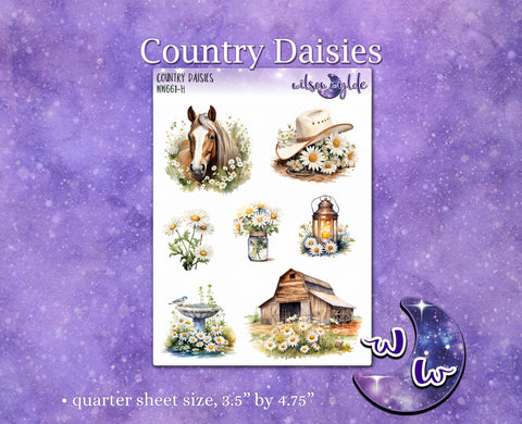 Country Daisies deco planner stickers, WW661