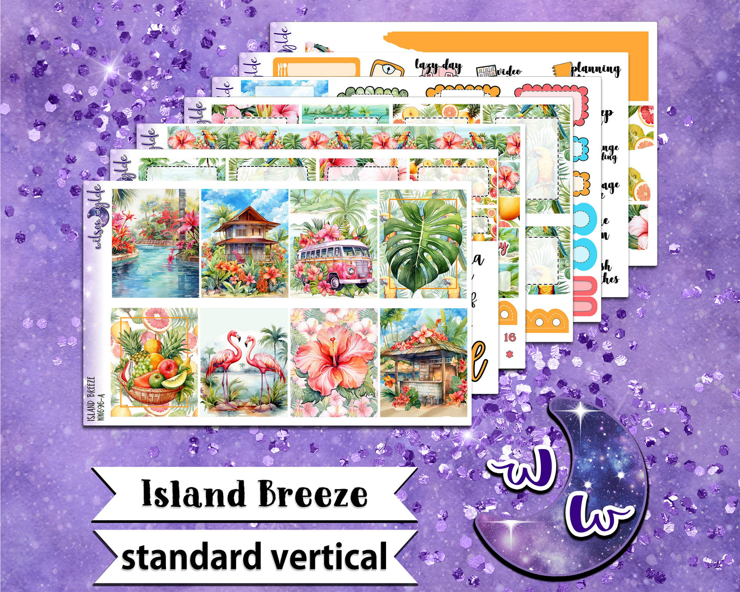 Island Breeze full weekly sticker kit, STANDARD VERTICAL format, a la carte and bundle options. WW696