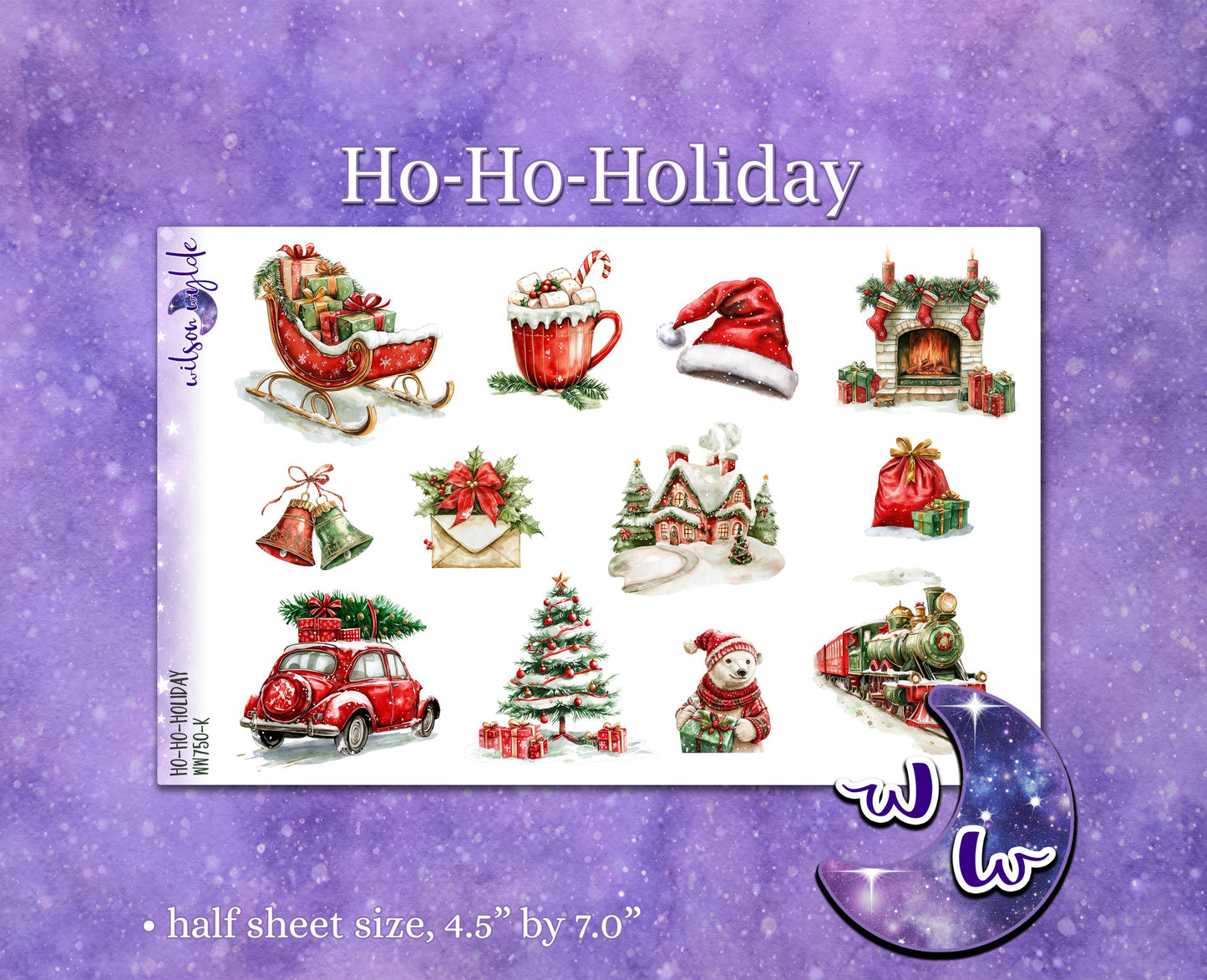 Ho-Ho-Holiday deco planner stickers, WW750