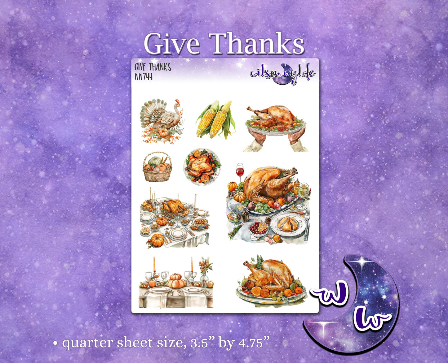 Give Thanks deco planner stickers, WW744