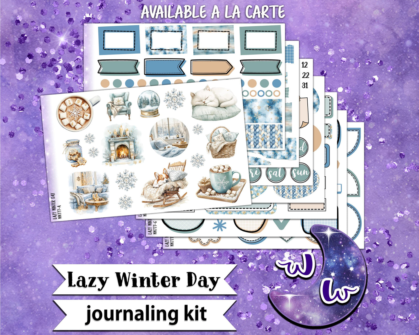 Lazy Winter Day journaling sticker kit, a la carte and bundle options. WW777