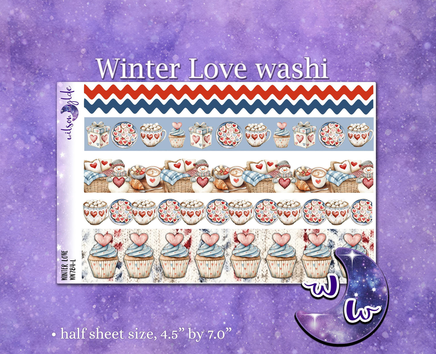 Winter Love washi planner stickers, WW784