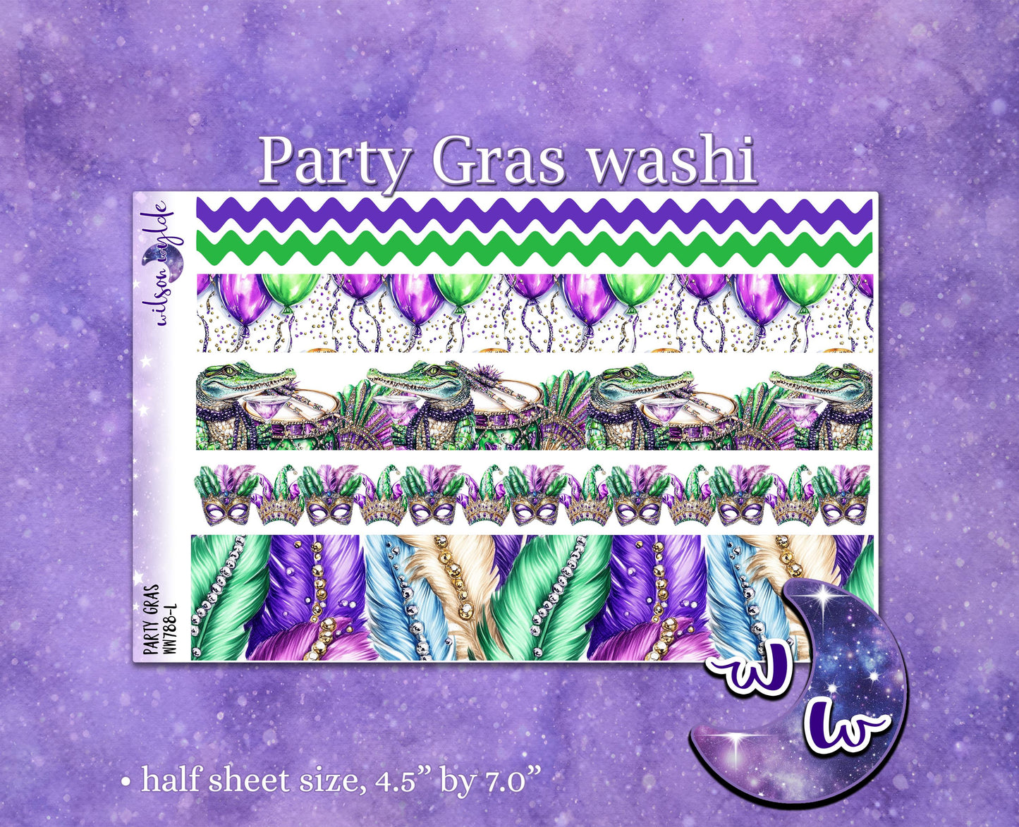 Party Gras washi planner stickers, mardi gras, fat tuesday WW788