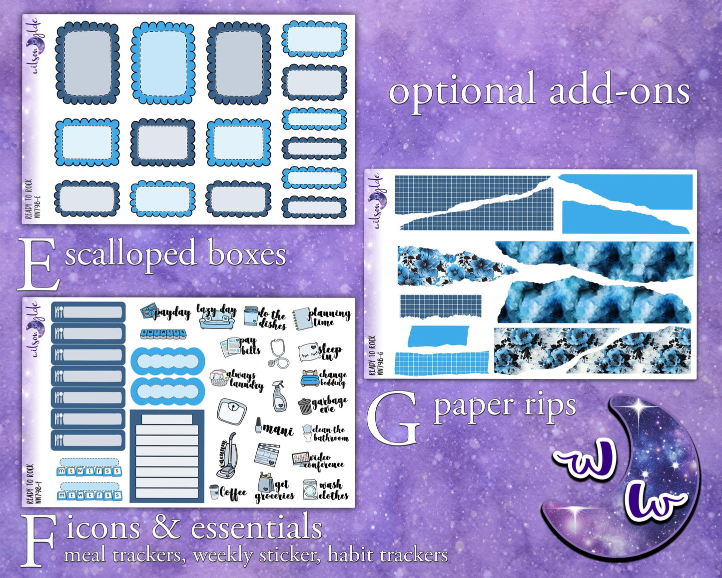 Ready to Rock weekly sticker kit, STANDARD VERTICAL format, music concert, a la carte and bundle options. WW798