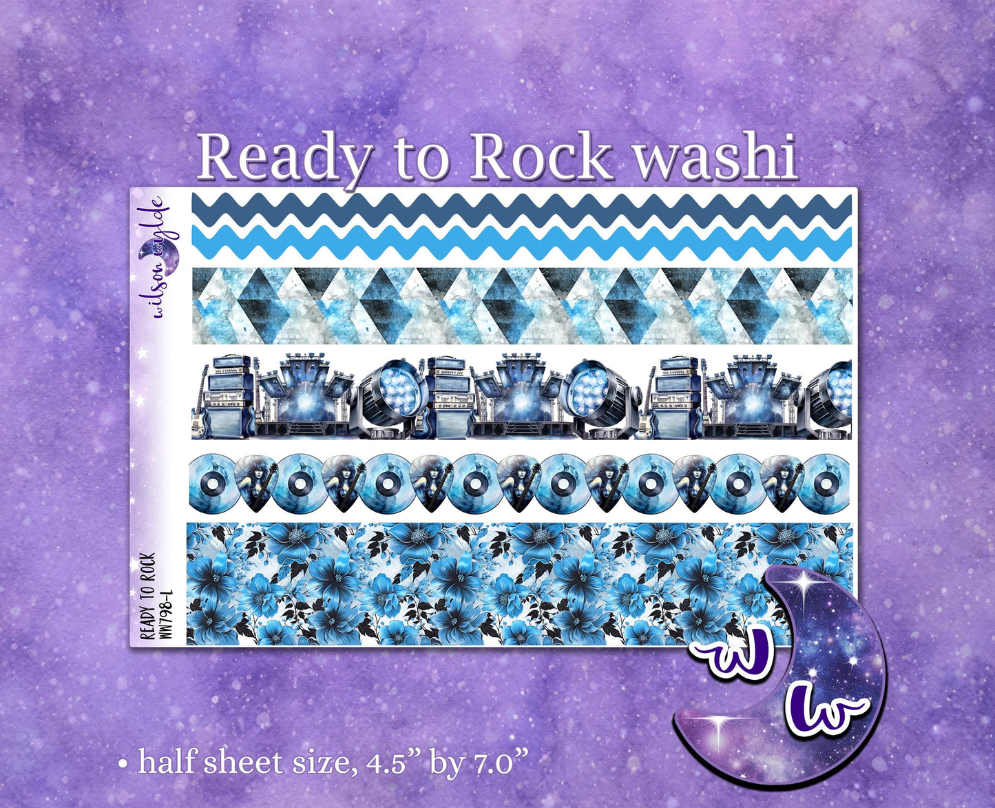 Ready to Rock washi planner deco stickers, music concert WW798