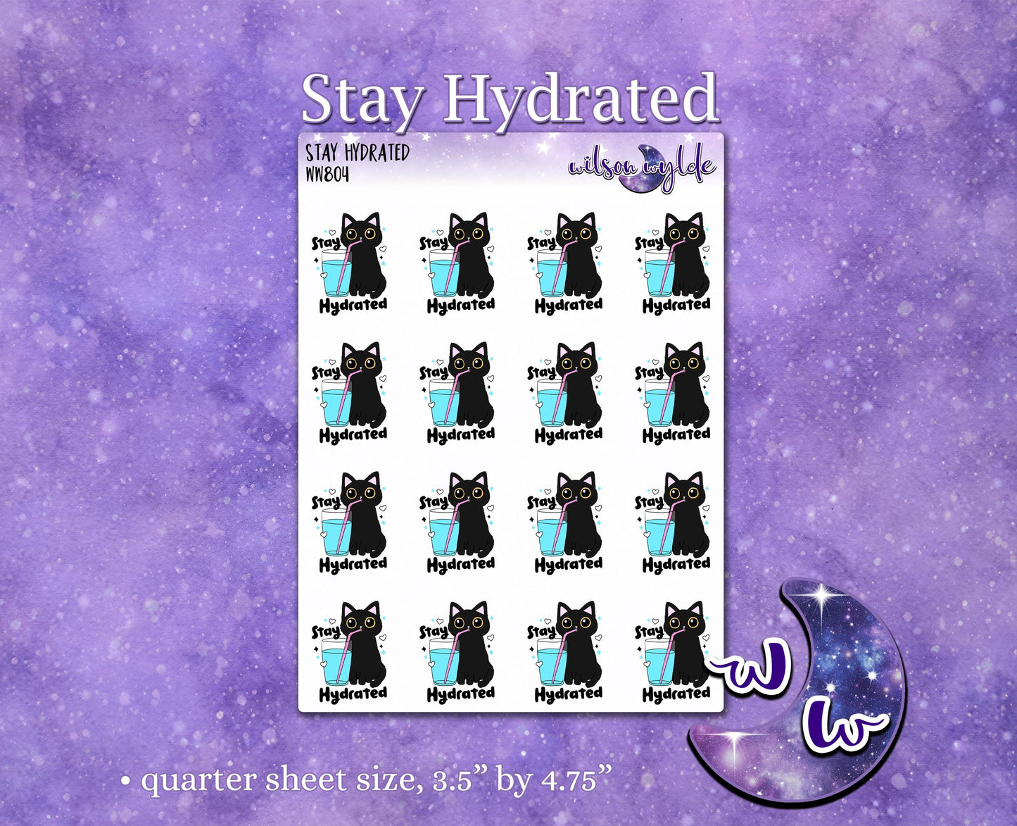 Stay Hydrated deco planner stickers, star rating WW804